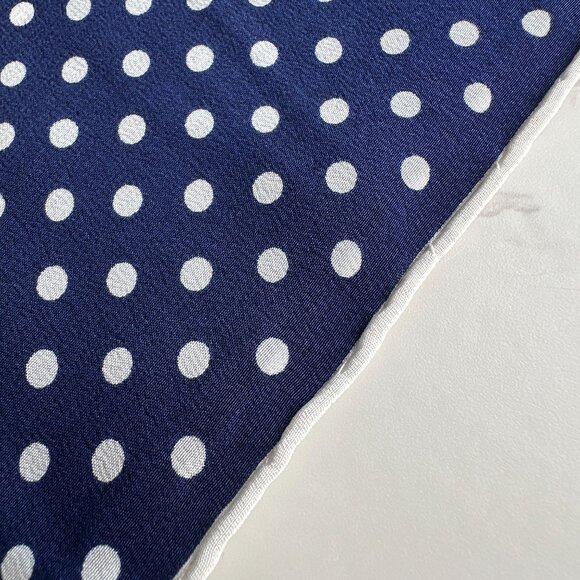 Vintage Bill Blass Silk Scarf, Deadstock Navy Polka Dot, Made for Baar & Beards - Picture 2 of 6